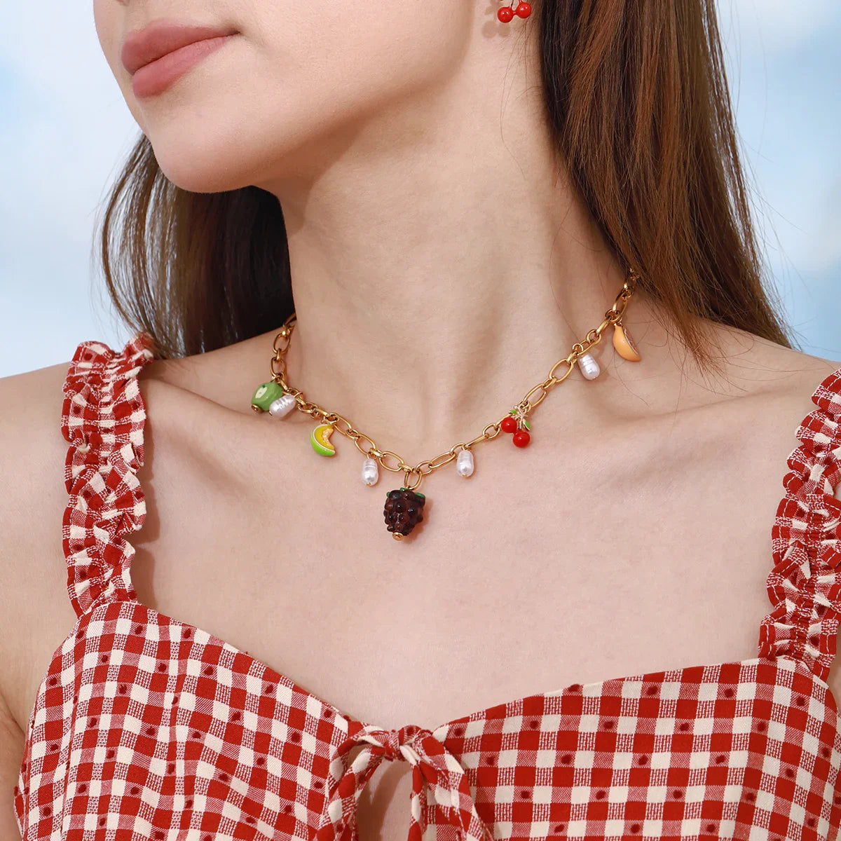 [Raffine]Michelle Fruit Charm Gold Necklace