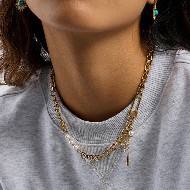 [Raffine]Zeraphine Diamond Pearl Gold Necklace
