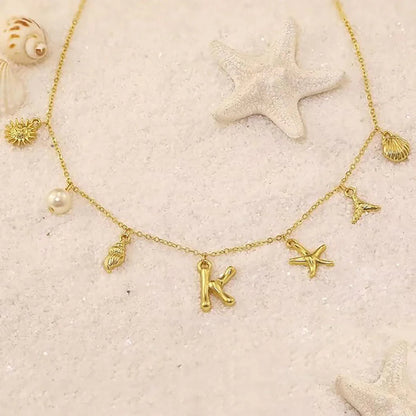 [Raffine]Avaria Ocean Initial Necklace