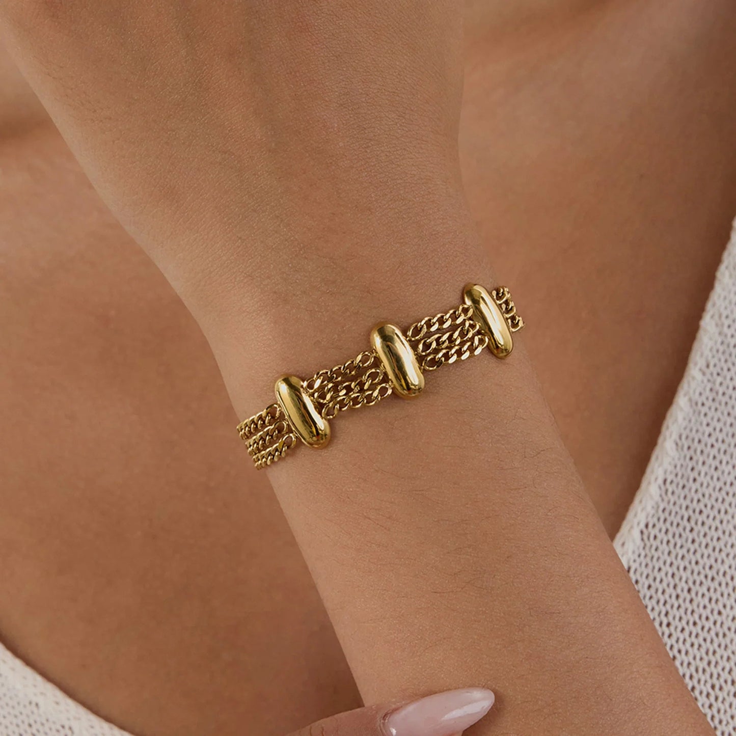 [Raffine]Kathleen Layered Chain Gold Bracelet