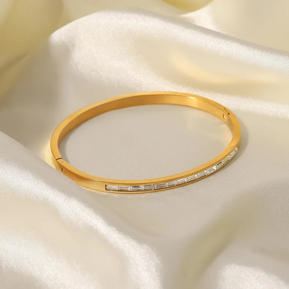 [Raffine]Grace Gold Diamond Bangle