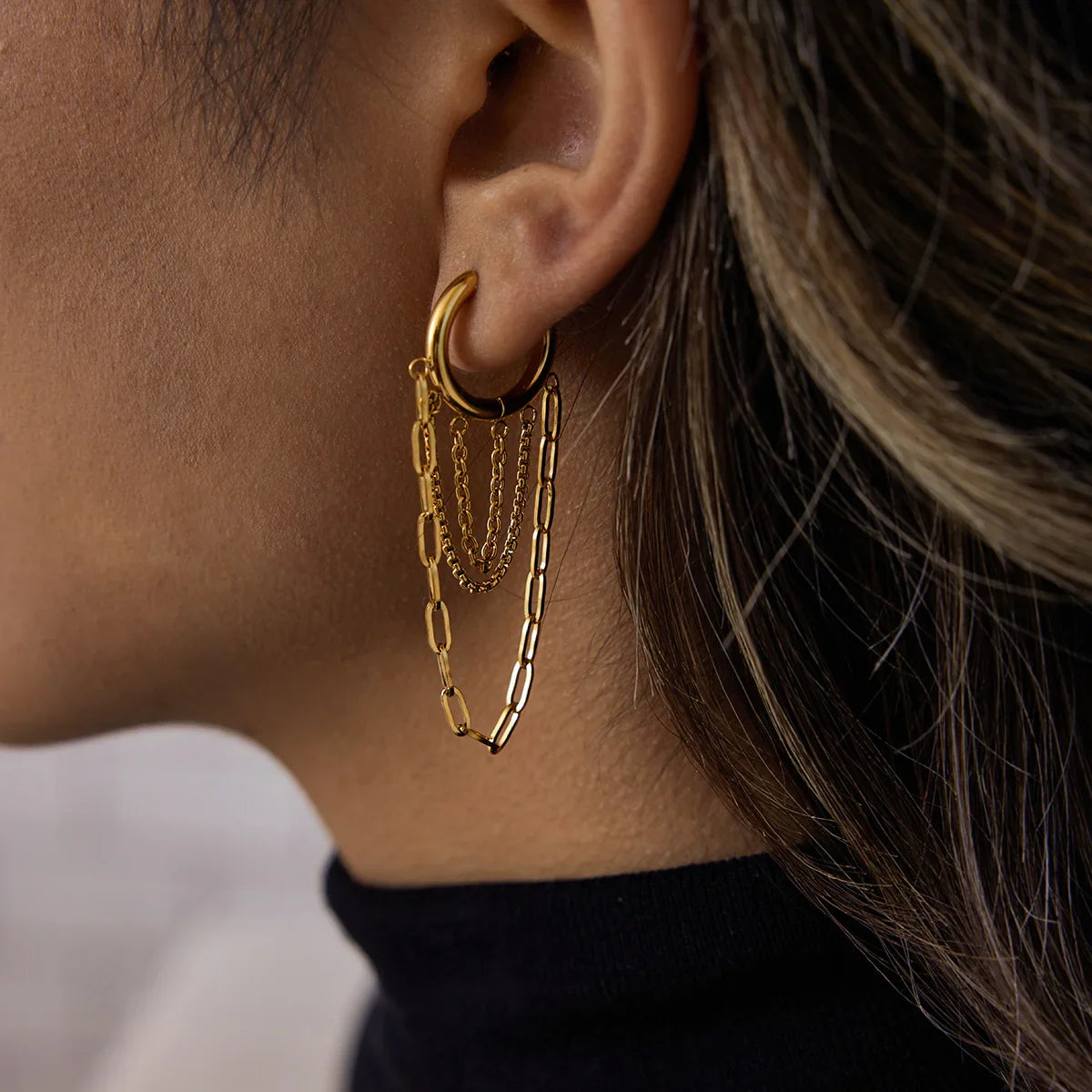 [Raffine]Alaina Link Chain Hoops