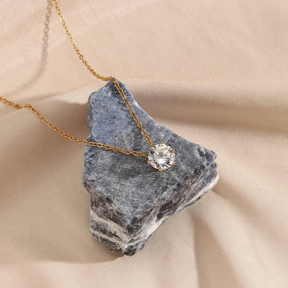 [Raffine]Kyla Solitaire Gold Necklace