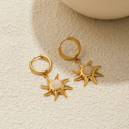 [Raffine]Helia Sun-shaped Moonstone Earrings