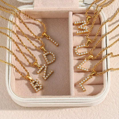 [Raffine]Elodie Initial Letter Pearl Necklace