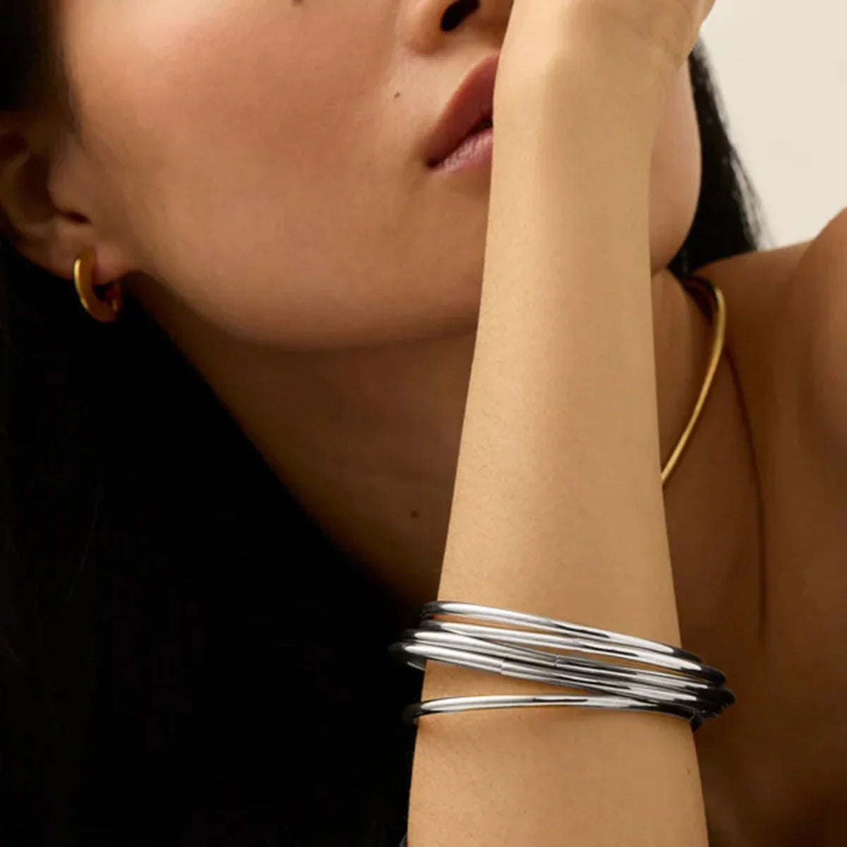 [Raffine]Shannon Gold Bangle Set