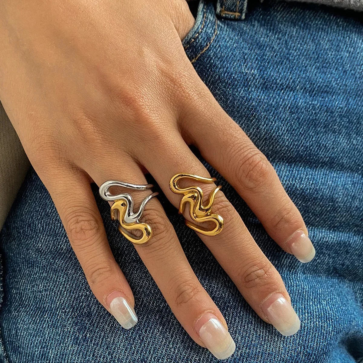 [Raffine]Halle Abstract Gold Ring