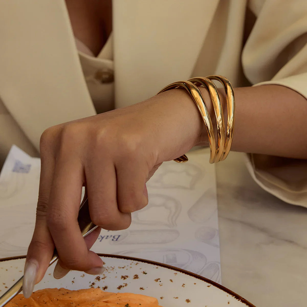 [Raffine]Meredith Triple Layer Gold Bangle