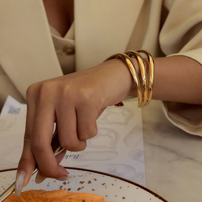 [Raffine]Meredith Triple Layer Gold Bangle