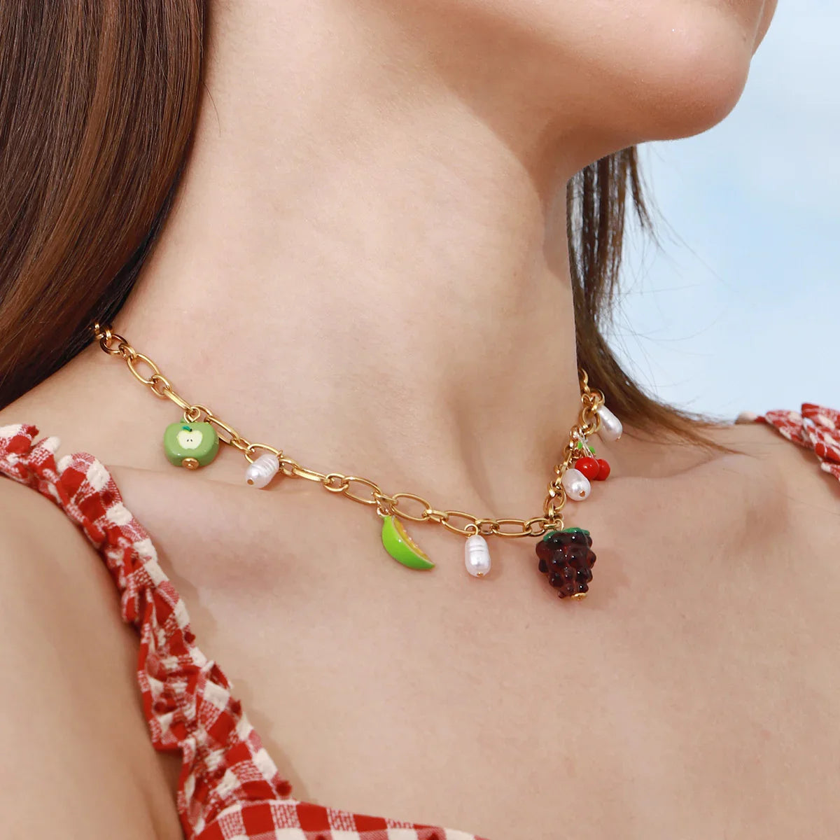 [Raffine]Michelle Fruit Charm Gold Necklace