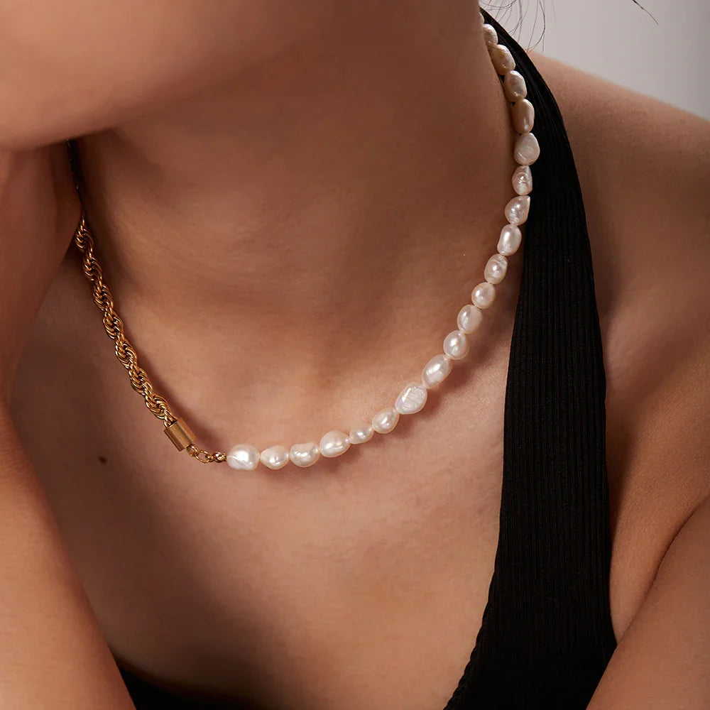 [Raffine]Dualia Gold Pearl Necklace