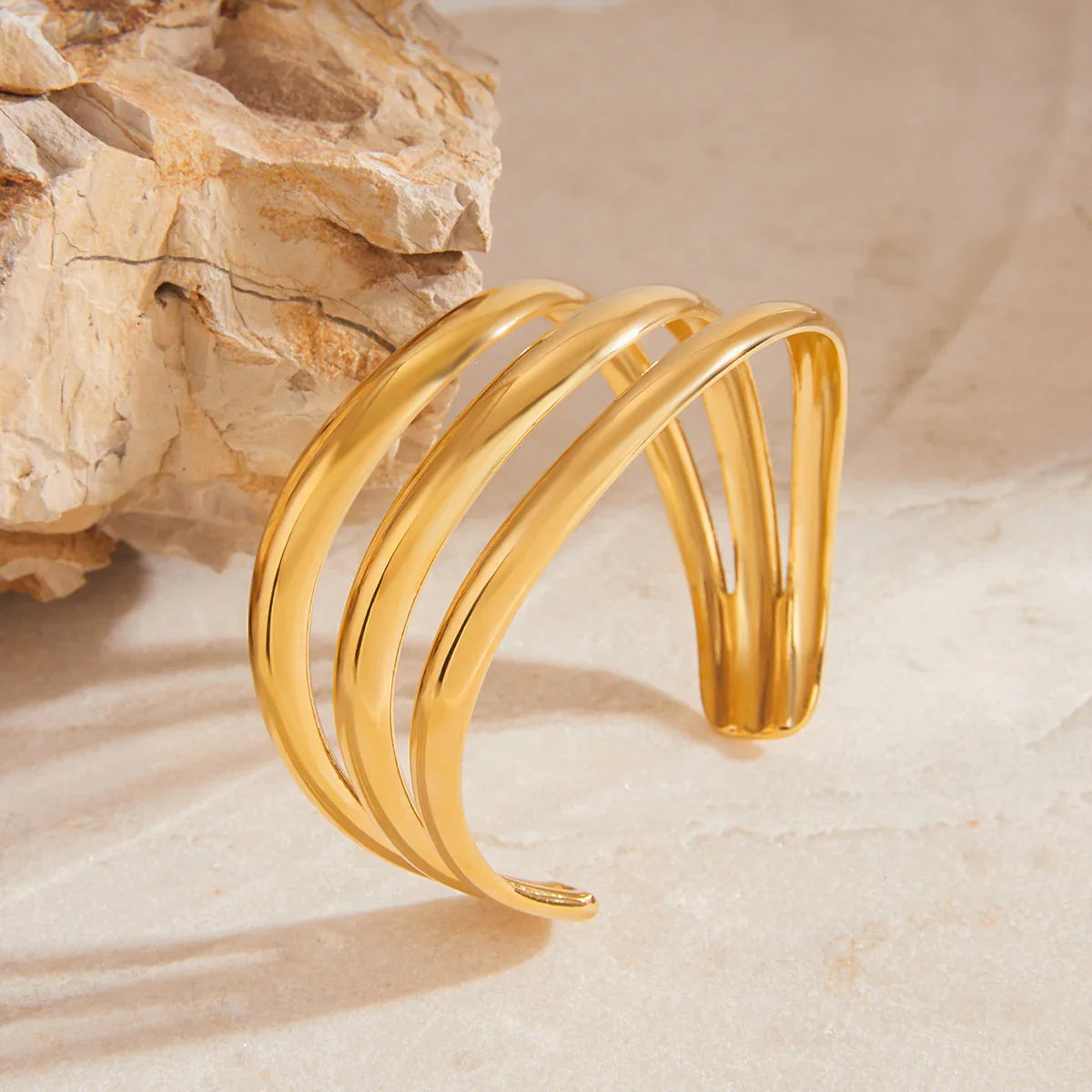 [Raffine]Meredith Triple Layer Gold Bangle