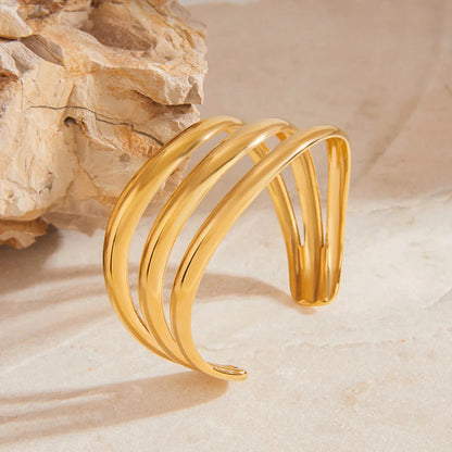 [Raffine]Meredith Triple Layer Gold Bangle