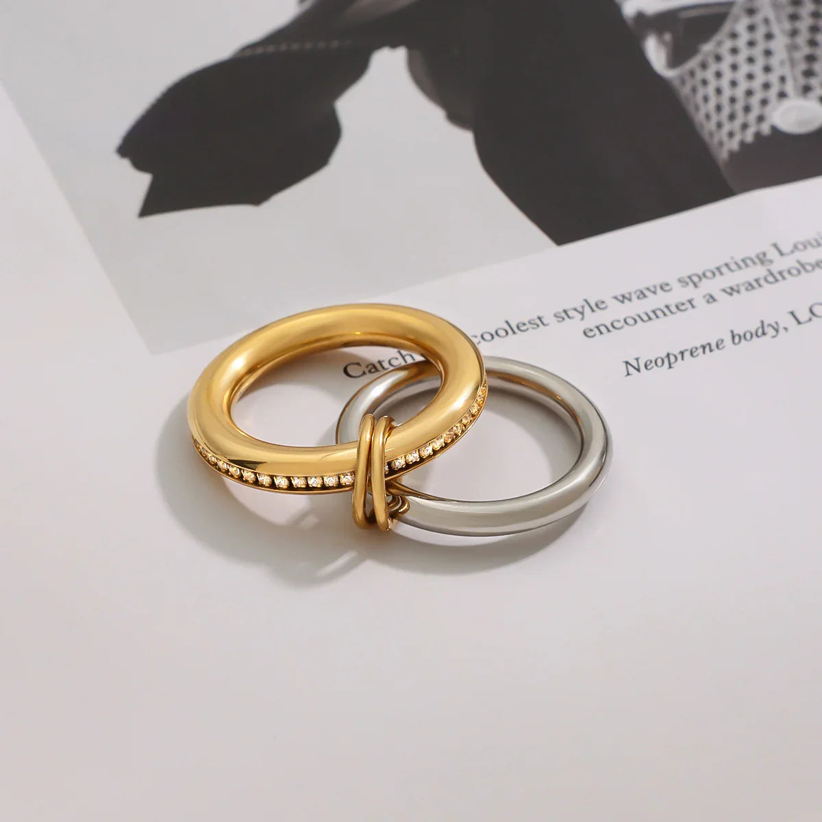 [Raffine]Claire Two Tone Ring Stack