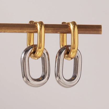 [Raffine]Pippa Two Tone Double Hoops