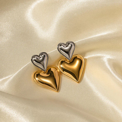 [Raffine]Zofia Two Tone Heart Earrings