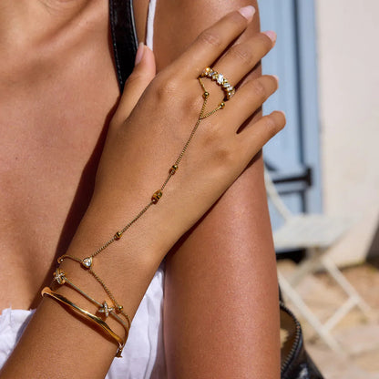 [Raffine]Brienne Diamond Cross Herringbone Bracelet