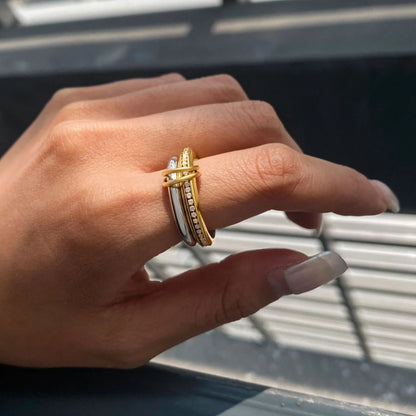 [Raffine]Claire Two Tone Ring Stack
