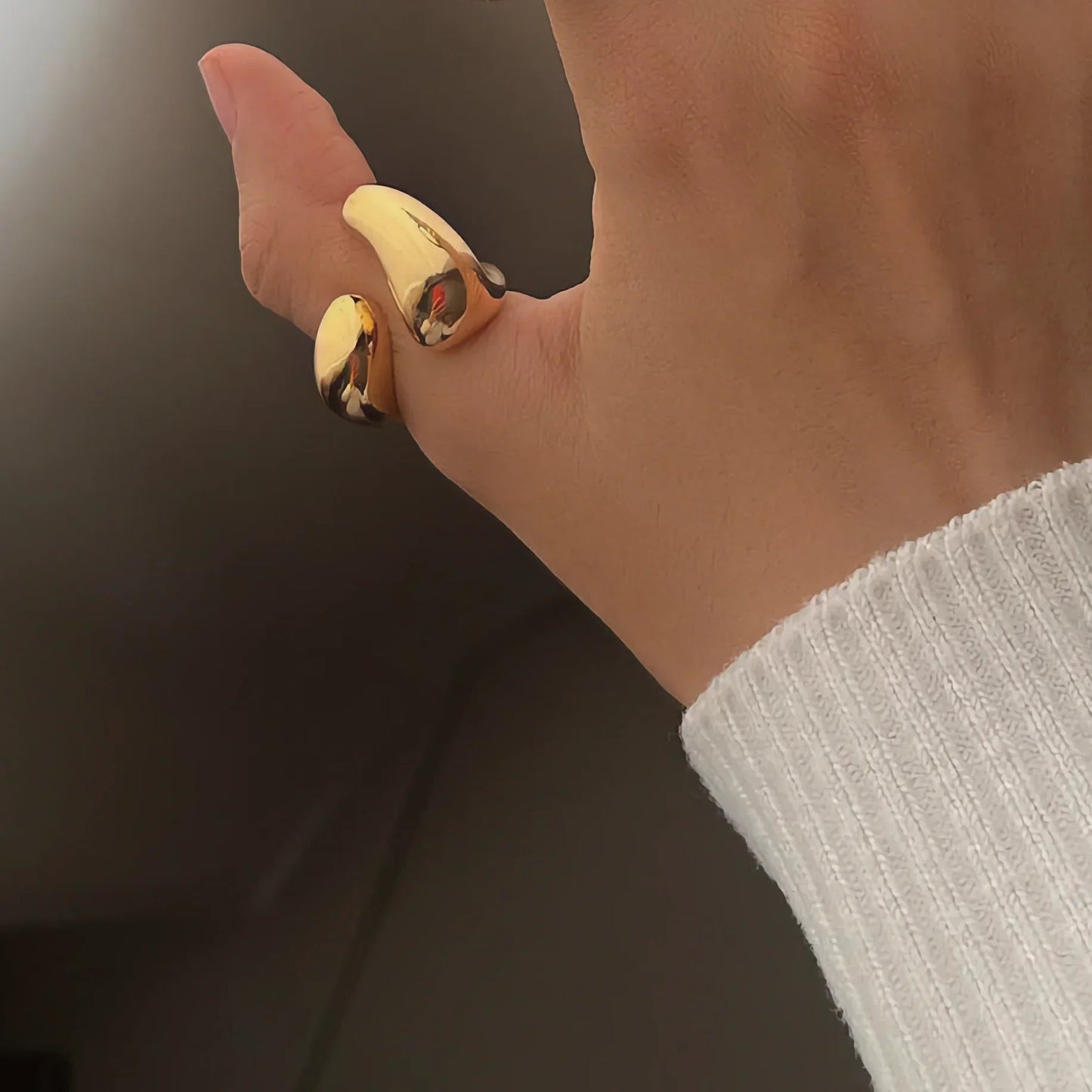 [Raffine]Abstract Gold Ring