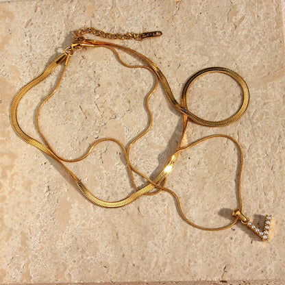 [Raffine]Fiona Layered Gold Initial Letter Necklace