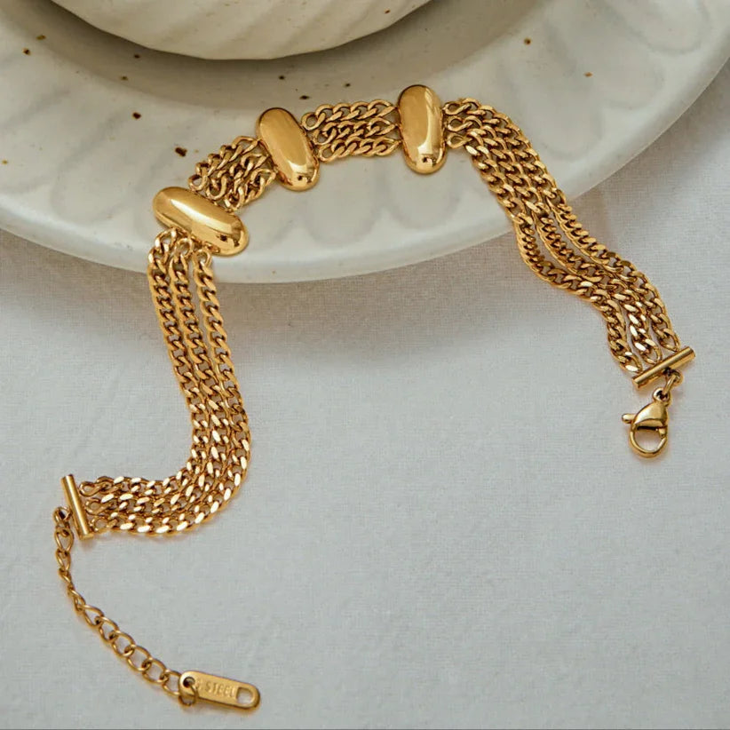 [Raffine]Kathleen Layered Chain Gold Bracelet