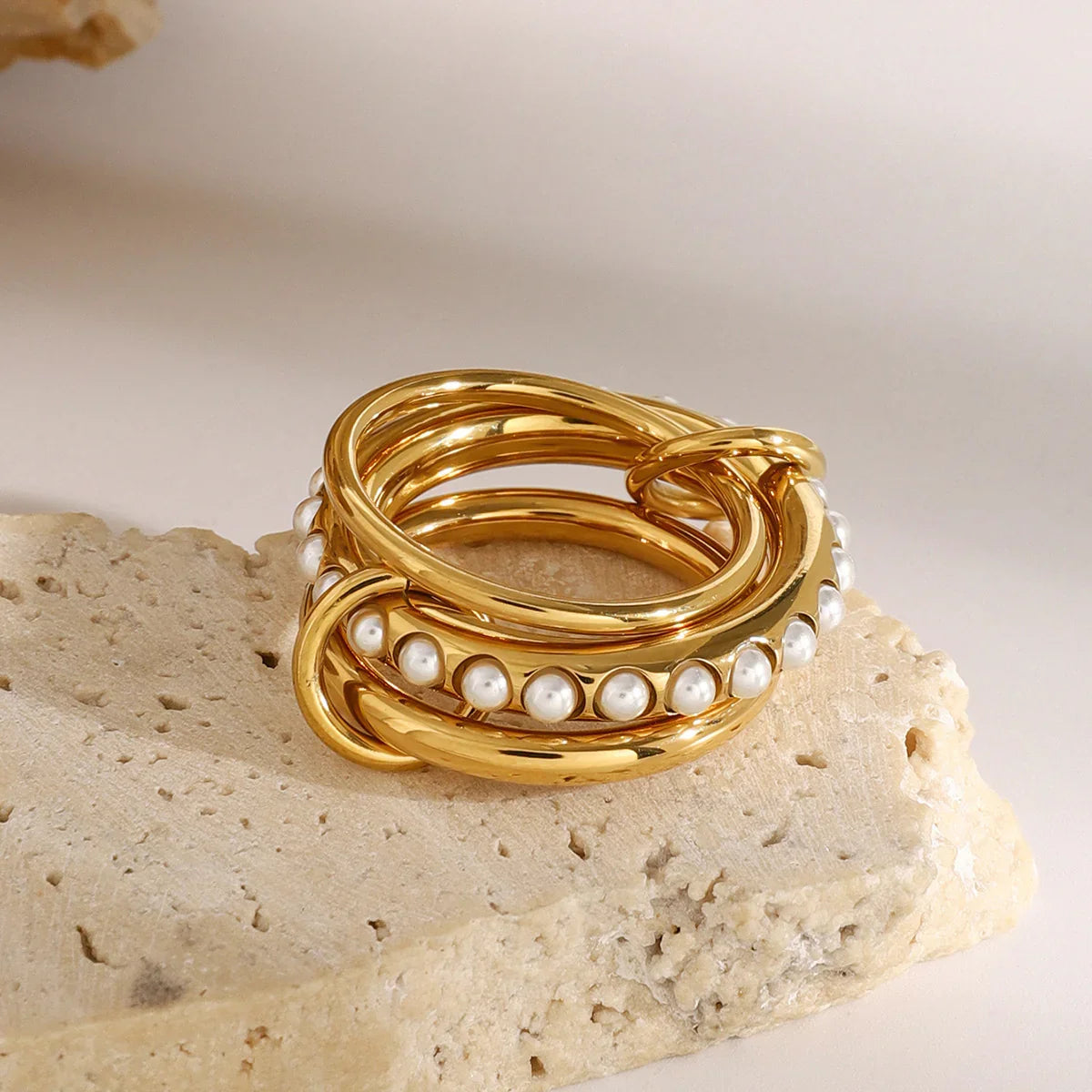 [Raffine]Mikayla Stacked Freshwater Pearl Ring