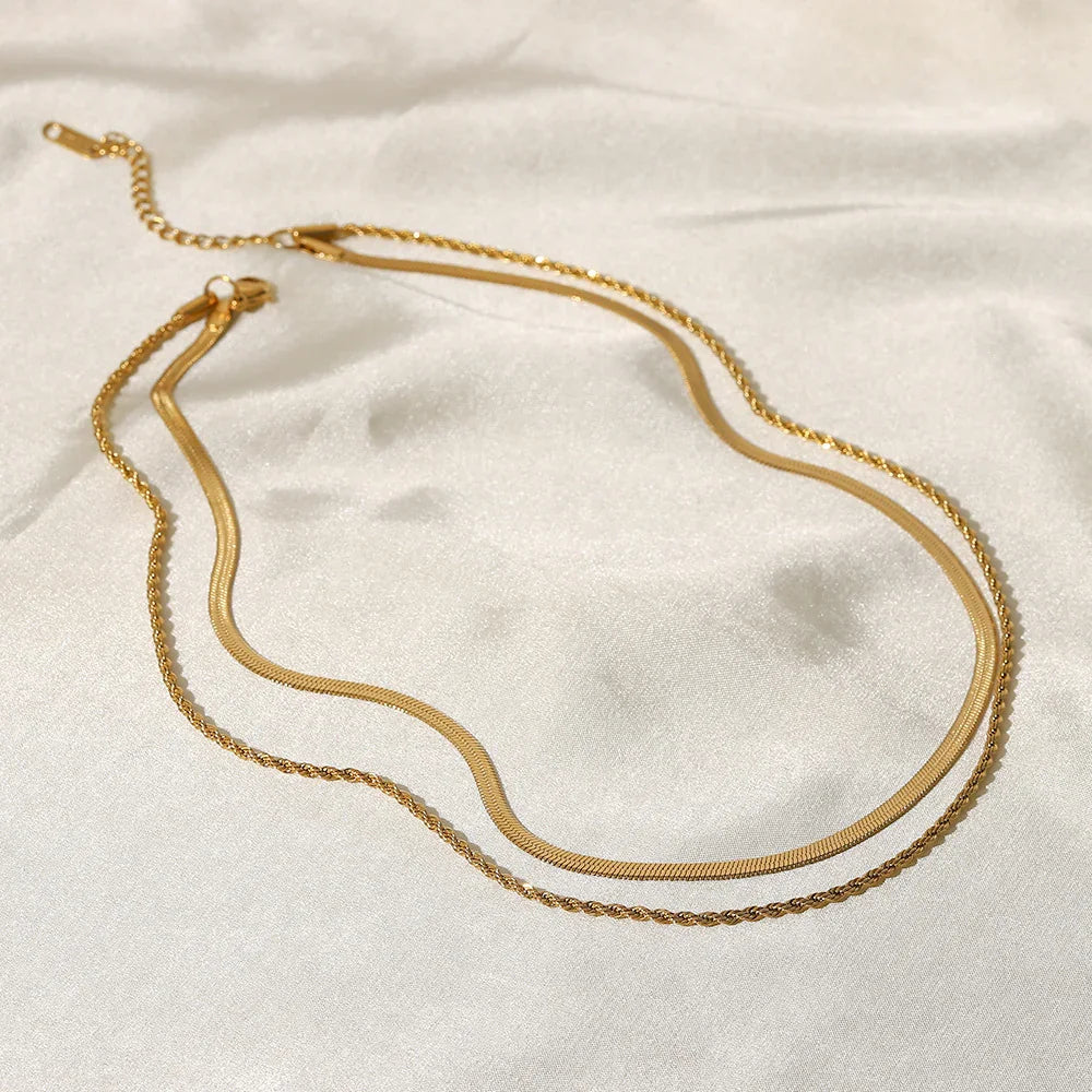 [Raffine]Hailey Layered Gold Chain Necklace