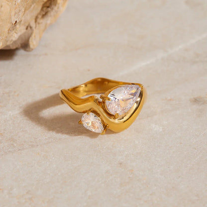 [Raffine]Soletta Diamond Teardrop Gold Ring