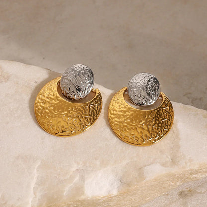 [Raffine]Shelly Two Tone Crescent Earrings