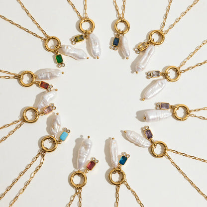 [Raffine]Caitlin Birthstone Pearl Necklace
