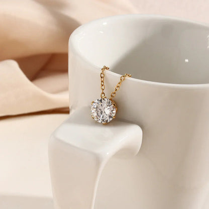 [Raffine]Kyla Solitaire Gold Necklace