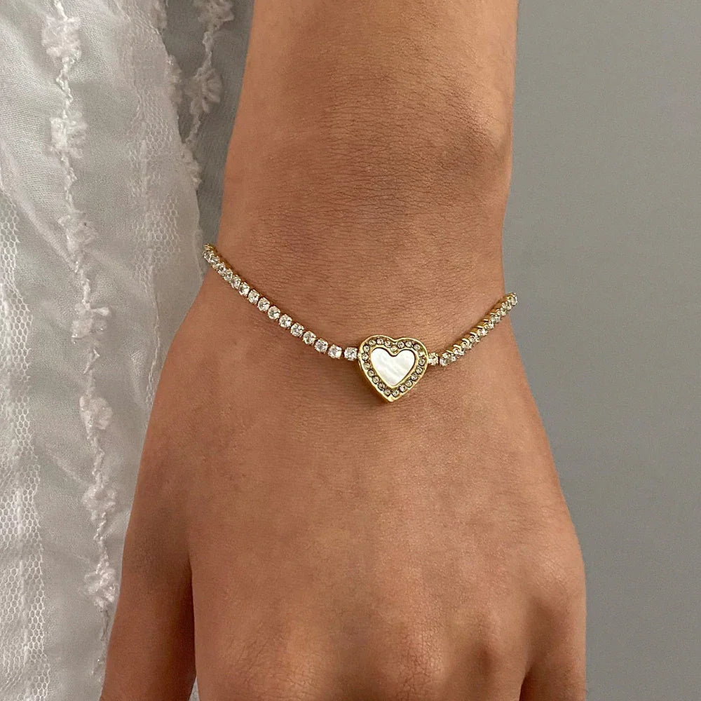 [Raffine]Cameron Diamond Heart Tennis Bracelet