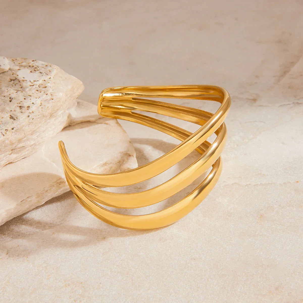 [Raffine]Meredith Triple Layer Gold Bangle
