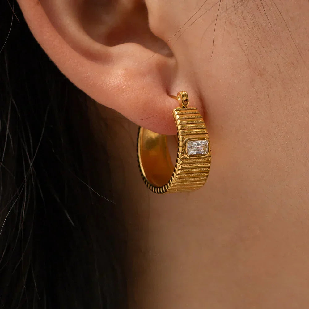 [Raffine]Carole Gold Hoop Earrings