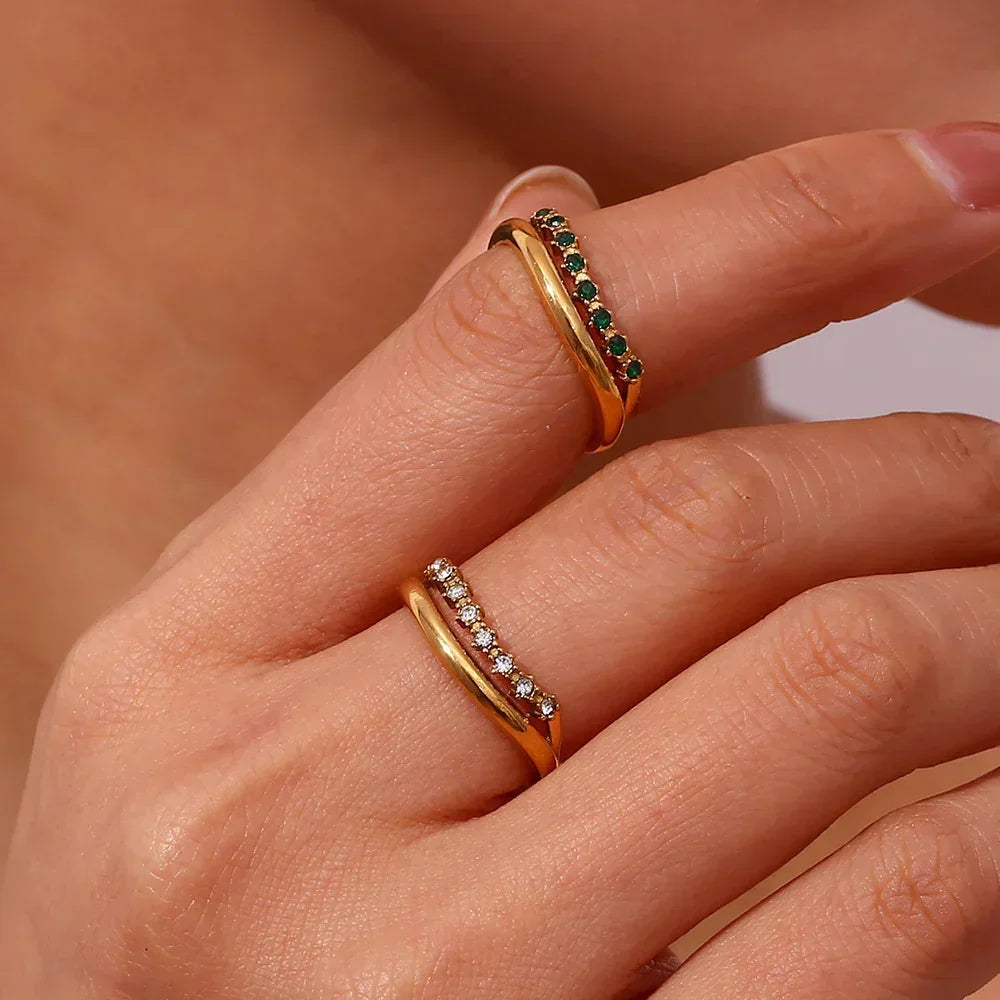 [Raffine]Adeline Diamond Simulant Gold Ring