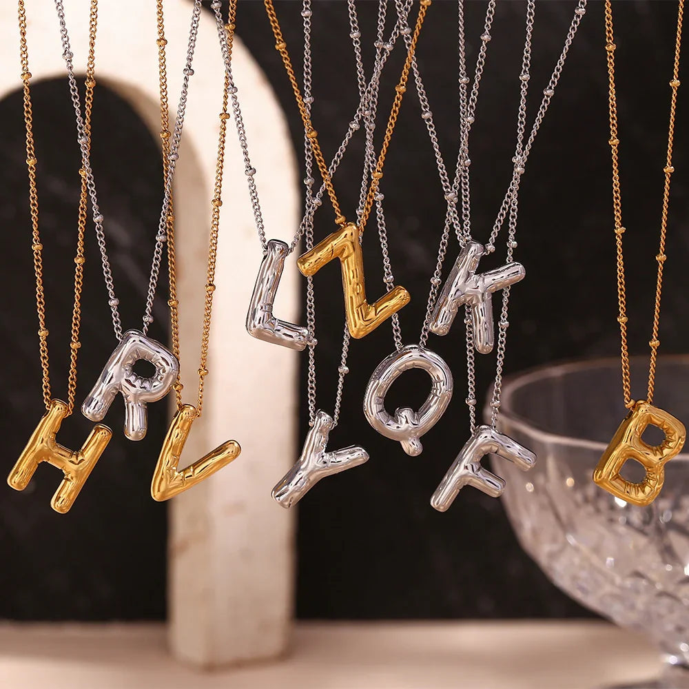 [Raffine]Balloon Gold Initial Necklace