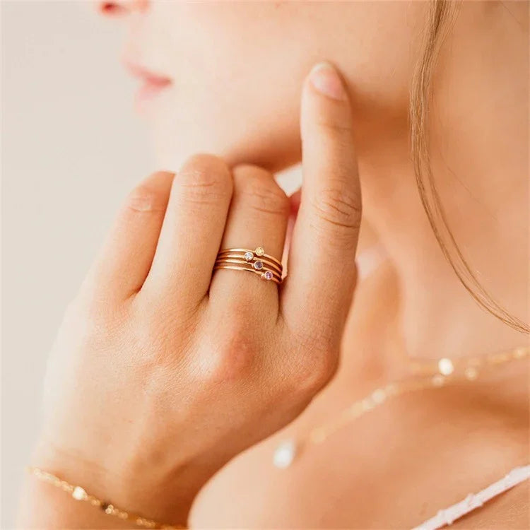 [Raffine]Amelia Birthstone Stacker Ring