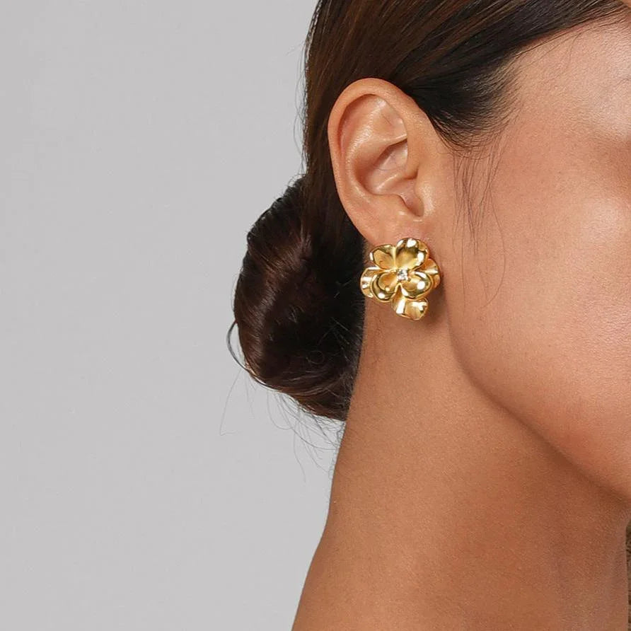 [Raffine]Ainsley Floral Gold Earrings