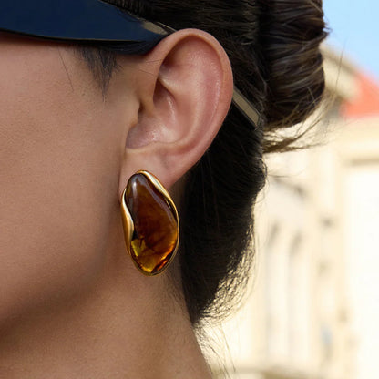 [Raffine]Amelise Polished Gemstone Earrings