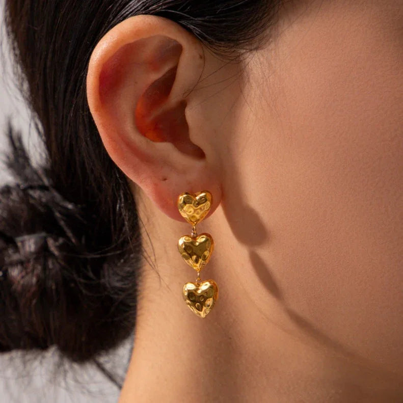 [Raffine]Heather Heart Gold Earrings