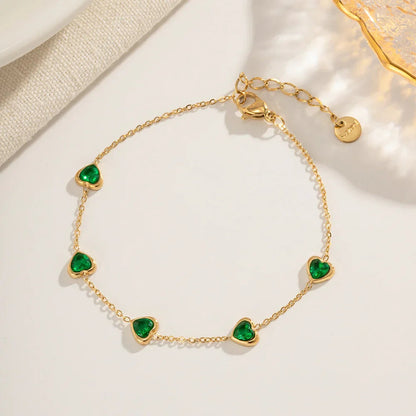 [Raffine]Francia Green Heart Bracelet