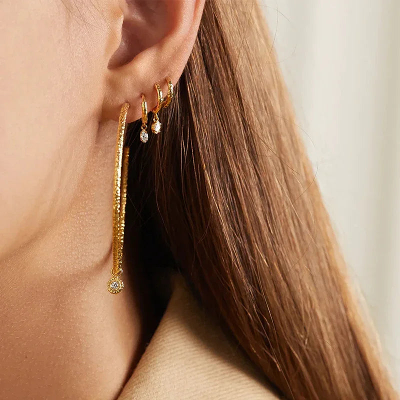 [Raffine]Shayla Hammered Diamond Hoops