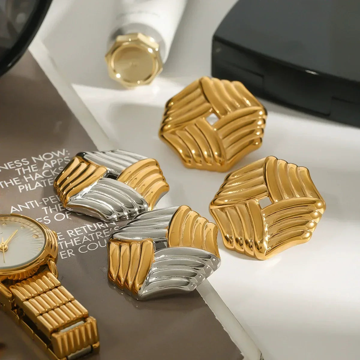[Raffine]Vanessa Criss Cut Gold Earrings