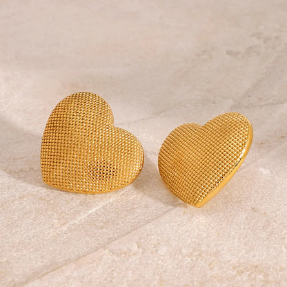 [Raffine]Cecelia Textured Heart Earrings