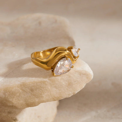 [Raffine]Soletta Diamond Teardrop Gold Ring