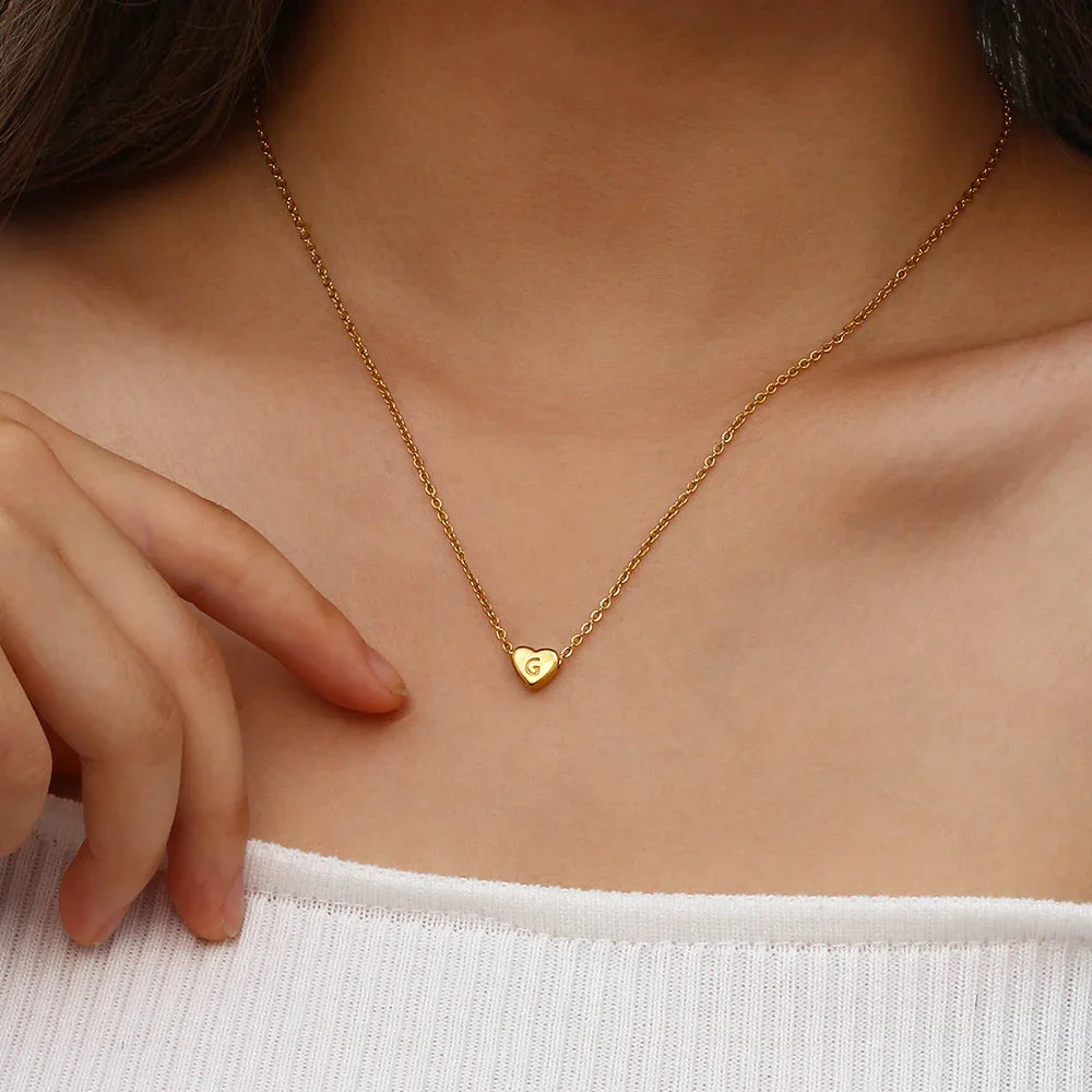 [Raffine]Heart Initial Gold Necklace