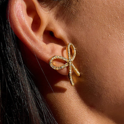 [Raffine]Dannah Diamond Bow Tie Earrings