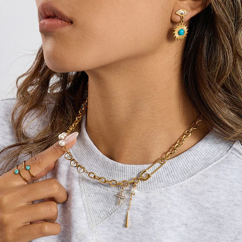 [Raffine]Zeraphine Diamond Pearl Gold Necklace