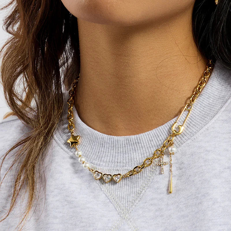 [Raffine]Zeraphine Diamond Pearl Gold Necklace