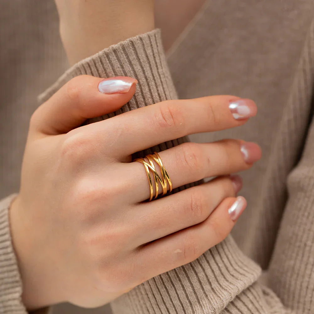 [Raffine]River Gold Ring